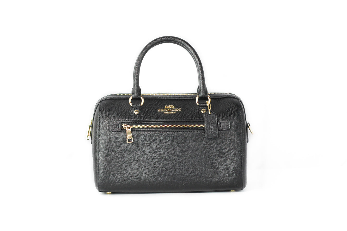 Coach (F79946) Rowan Black Leather Medium Satchel Crossbody Handbag Purse Bag